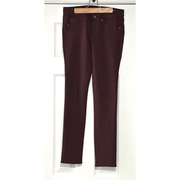 Rag & Bones Women's Jean Leggings In Burgundy Ponte Size (26)‎ Stretchy Jeans - Picture 14 of 16